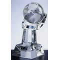 Medium World Globe In Hand Crystal (7 3/4")